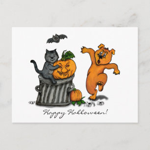 Happy halloween! Cat Fladdermus Hund och Spider Vykort