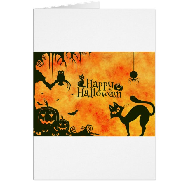 happy halloween cat hälsningskort (Framsidan)