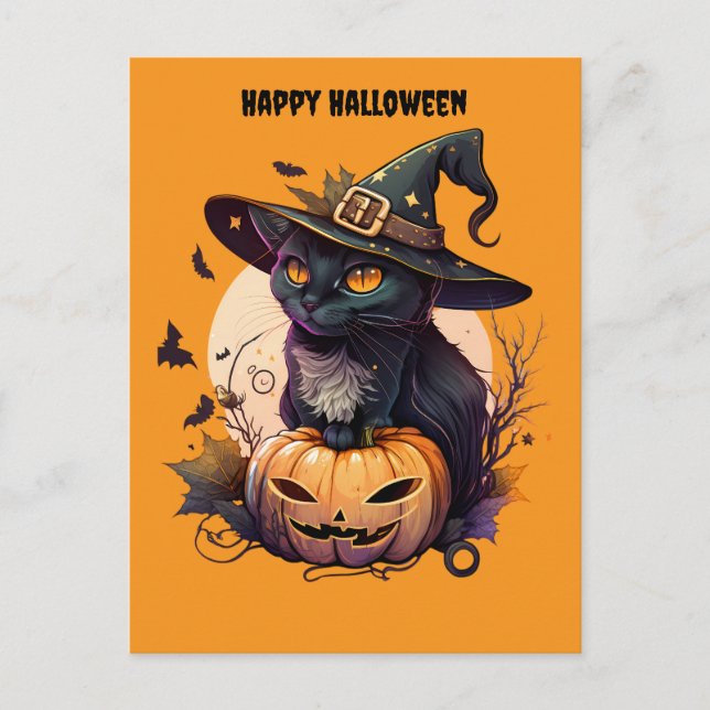Happy halloween Cat Helg Vykort (Framsida)