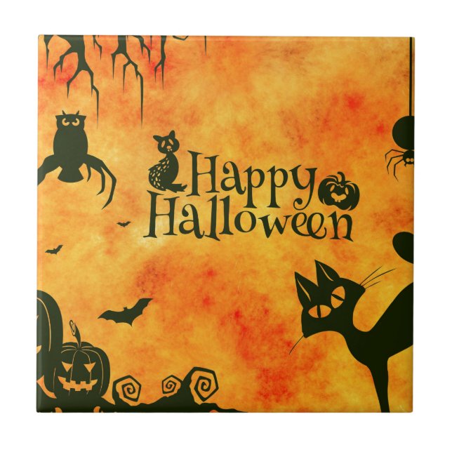 happy halloween cat kakelplatta (Framsidan)