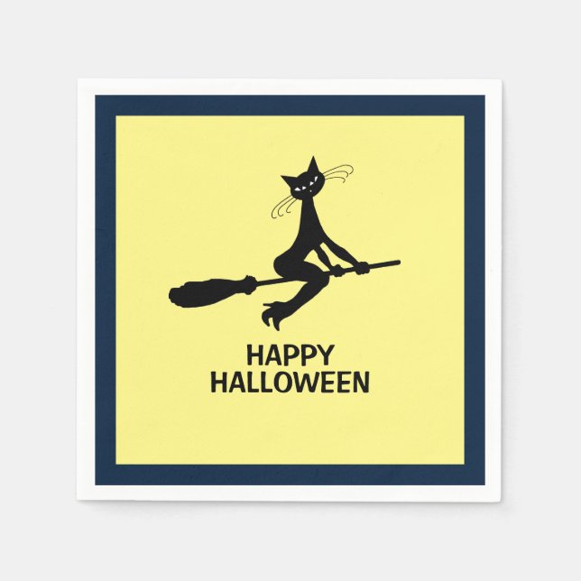 Happy halloween, Cat on Broomstick Pappersservett (Framsidan)