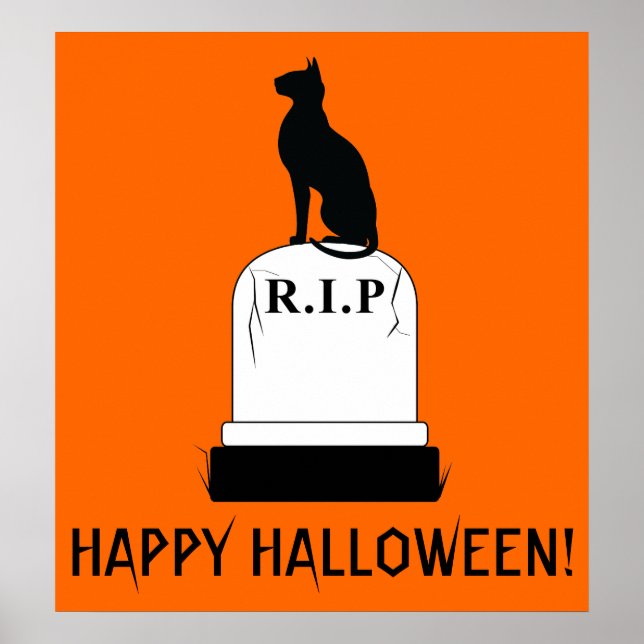 Happy halloween Cat på Gravsten Poster (Framsidan)