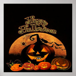 Happy halloween Cat Pumpkin Poster