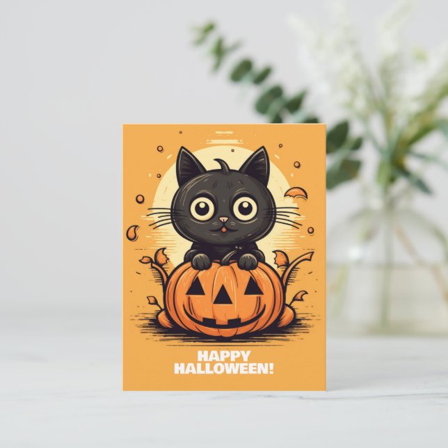 Happy halloween Cat - Spooky Cat Lovers vykort (Stående Fram)