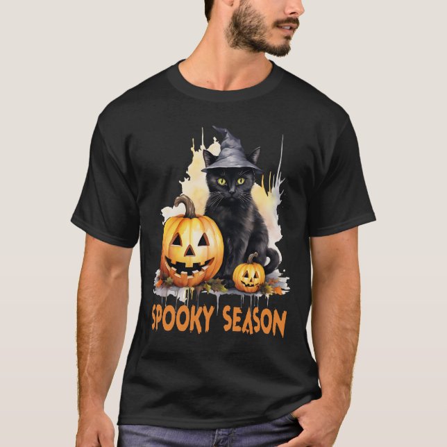 happy halloween cat t shirt (Framsida)