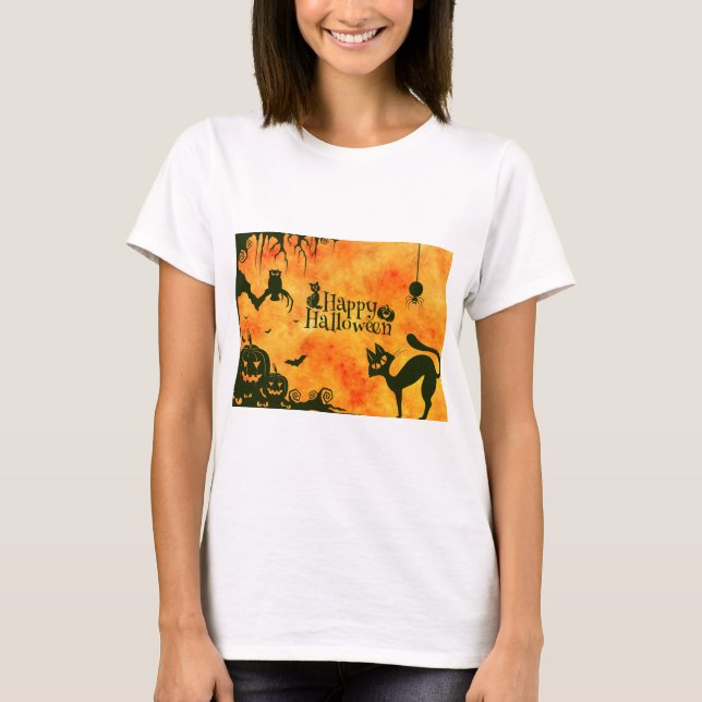 happy halloween cat t shirt (Framsida)