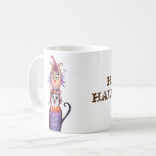 Happy halloween Cat & Uggla Art Anpassningsbar Mug Kaffemugg