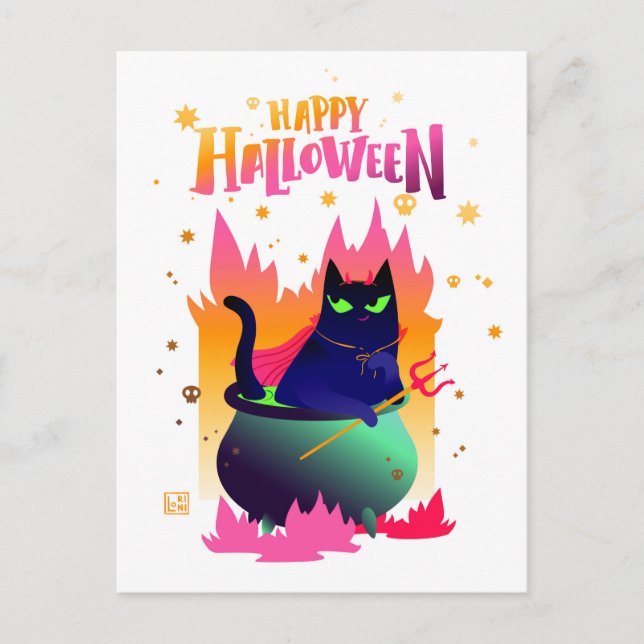 Happy halloween Cat Vinsant Vykort (Framsida)