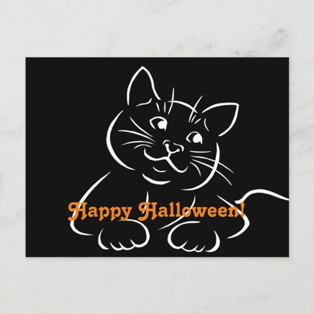 Happy halloween Cat Vykort (Framsida)
