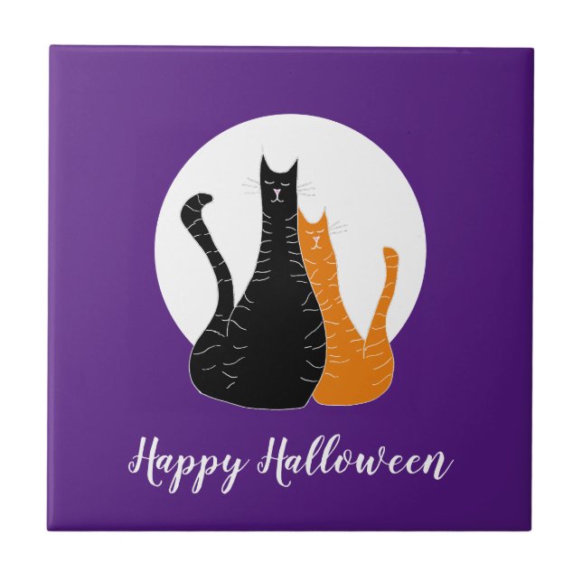 Happy halloween Cats Full Moon Kakelplatta (Framsidan)