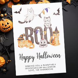Happy halloween Cats Spöken Pumpkin Boo Cute Barn Julkort