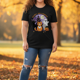 Happy halloween Cats-Spooky Cute Kattdjur Party Te T Shirt