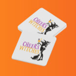 Happy halloween Cheers Witches Party Underlägg Papper Kvadrat<br><div class="desc">Den här designen har skapats med digitalteknik. Det kan vara personlig genom att klicka på anpassningsknappen och ändra färg, lägga till namn, initialer eller ord. Kontakta mig på colorflowcreations@gmail.com om du vill ha denna design på en annan produkt. Köp min ursprungliga abstrakt-akrylmålning för försäljning på www.etsy.com/shop/colorflowart. Visa fler av mina...</div>