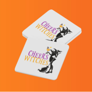 Happy halloween Cheers Witches Party Underlägg Papper Kvadrat