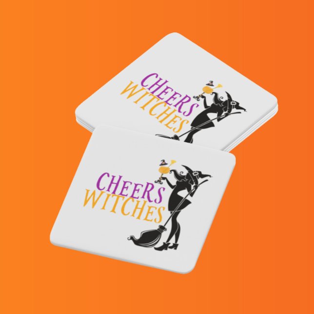 Happy halloween Cheers Witches Party Underlägg Papper Kvadrat (Skapare uppladdad)