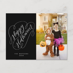 Happy halloween Chic - hanterat fotosvart Vykort