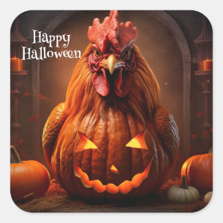 Happy halloween Chicken Tupp Pumpkin Farm Papper Fyrkantigt Klistermärke