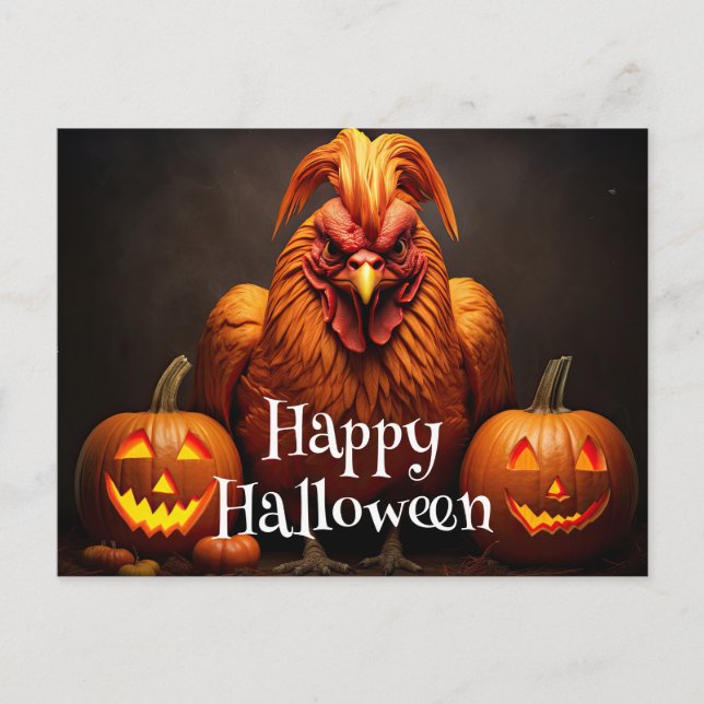Happy halloween Chicken Tupp Pumpkin Farm Papper Vykort (Framsida)