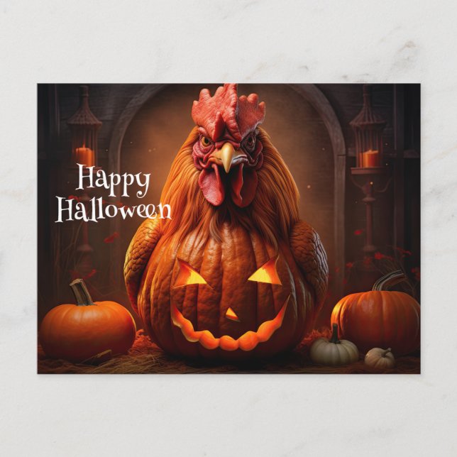 Happy halloween Chicken Tupp Pumpkin Farm Papper Vykort (Framsida)