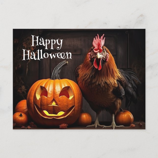 Happy halloween Chicken Tupp Pumpkin Farm Papper Vykort (Framsida)