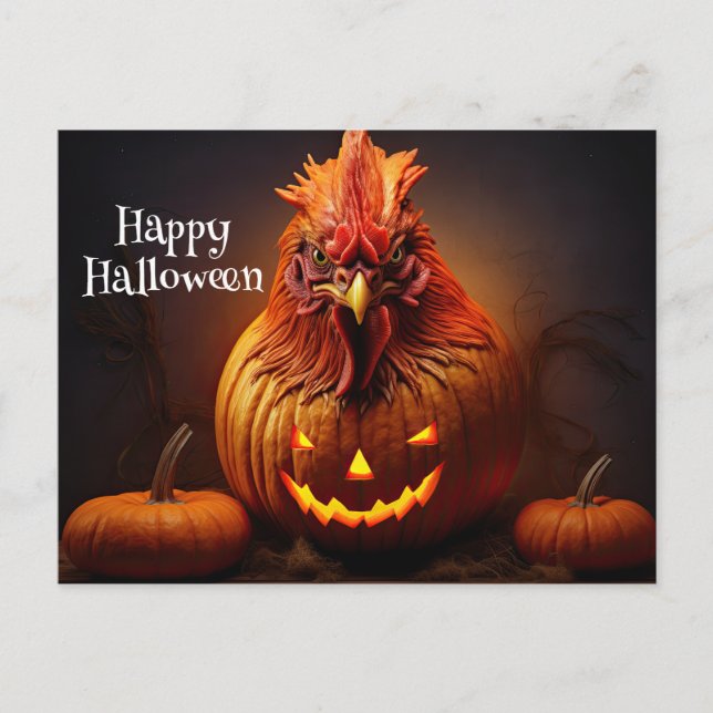 Happy halloween Chicken Tupp Pumpkin Farm Papper Vykort (Framsida)
