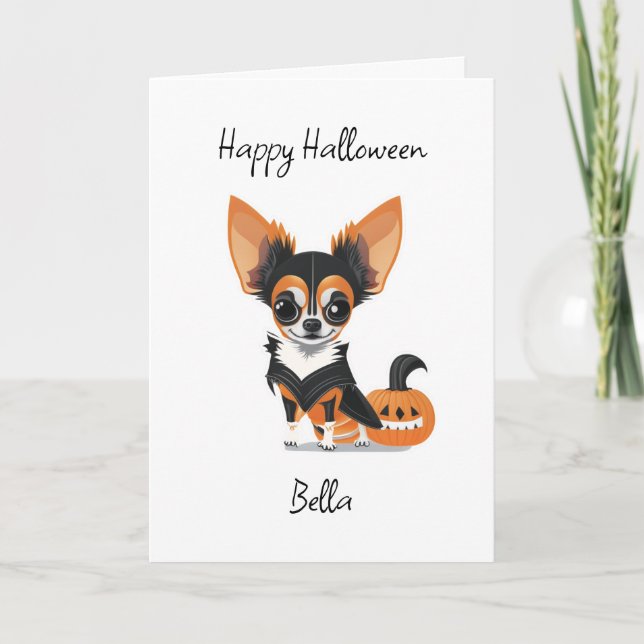 Happy halloween Chihuahua och färgningssida Kort (Framsida)