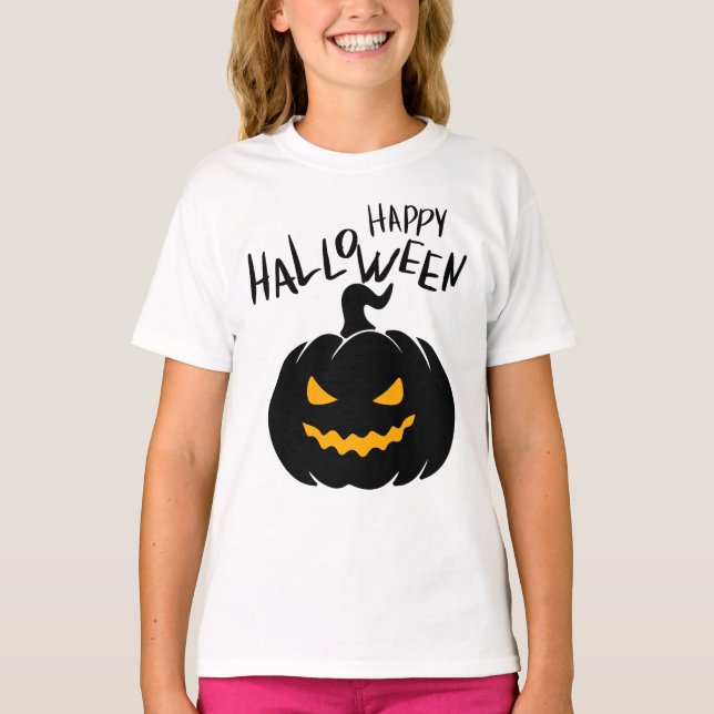 Happy Halloween Citrouille T Shirt (Framsida)
