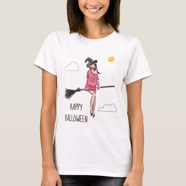Happy halloween Cloud Surfing lustigt anpassade T Shirt (Framsida)