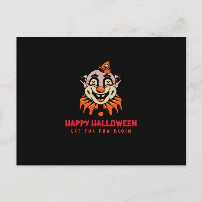 Happy halloween Clown Låt Roligten börja Vykort (Framsida)