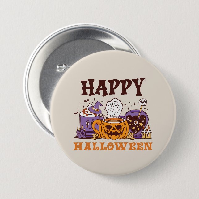 Happy halloween Coffee Brew Knapp (Framsida & baksida)