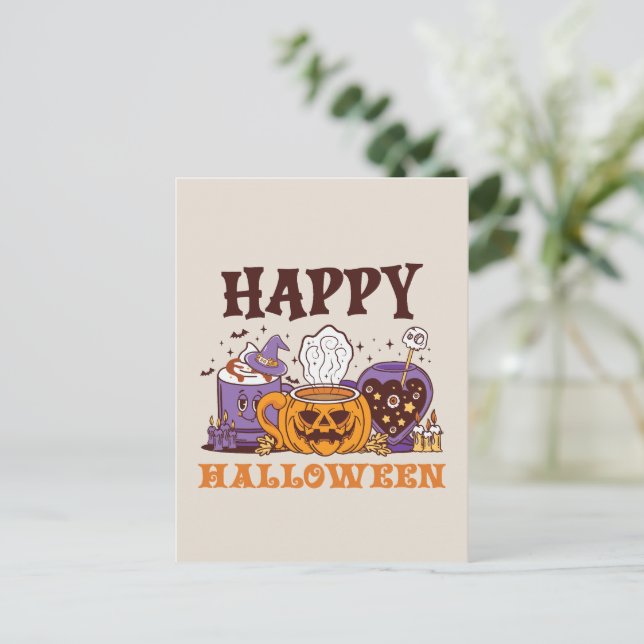 Happy halloween Coffee Brew Vykort (Stående Fram)