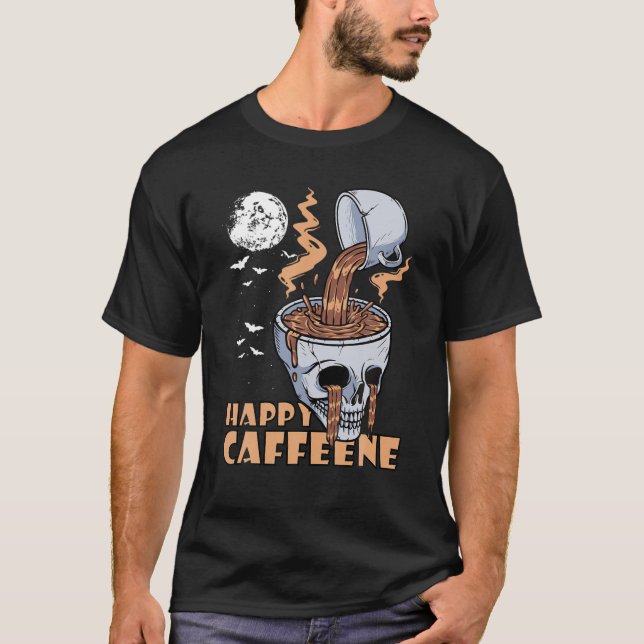 Happy halloween Coffee Skull Skeleton Costume T Shirt (Framsida)