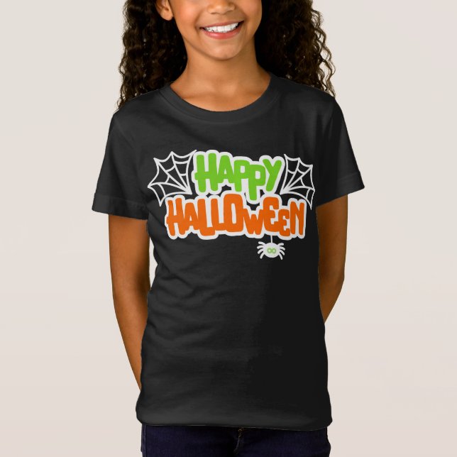 Happy halloween Colorful Cute Spindelnät T Shirt (Framsida)