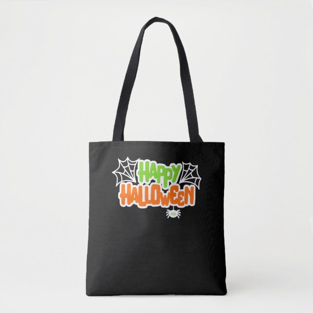 Happy halloween Colorful Cute Spindelnät Tygkasse (Framsida)