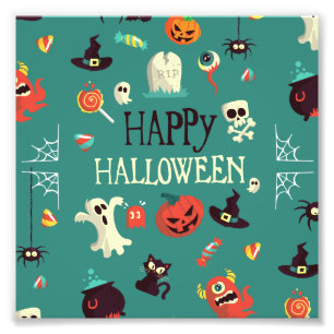 Happy halloween Colorful Mönster Fototryck