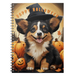 Happy halloween Corgi in Pumpkin Patch Anteckningsbok