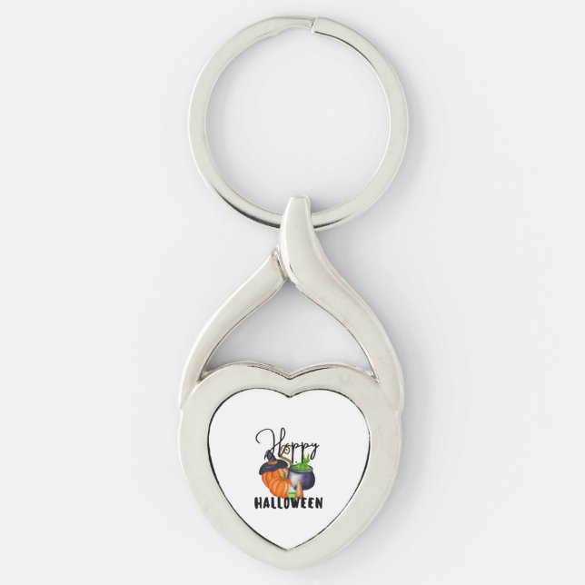 Happy halloween Costume Halloween Decor Twisted Heart Silverfärgad Nyckelring (Framsidan)