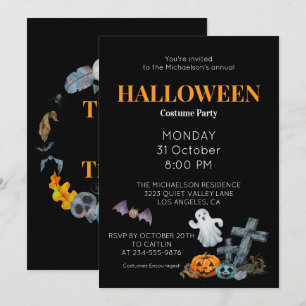 Happy halloween Costume Party Inbjudningar