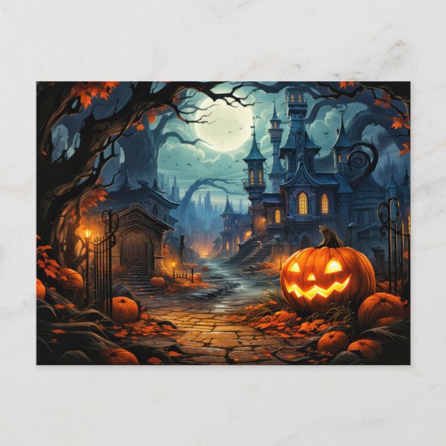 Happy halloween | Creepy Haunted Dwellings Vykort (Framsida)
