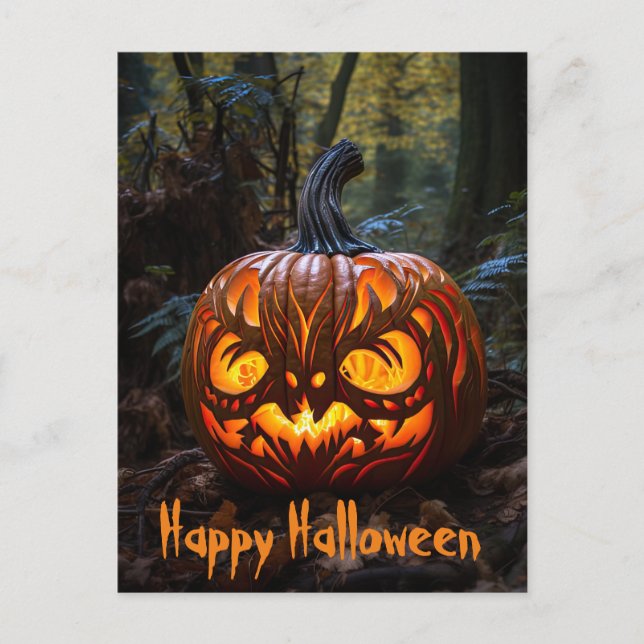 Happy halloween Creepy Jack o lantern Pumpkins Vykort (Framsida)