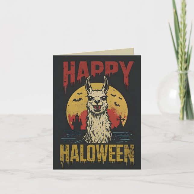 Happy halloween Creepy Llama Kort (Framsida)