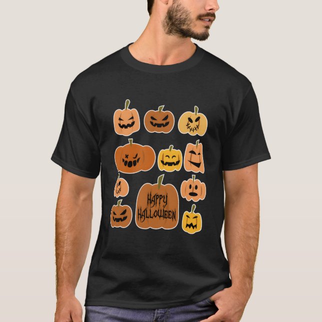 Happy halloween Creepy Pumpkins Vintage Halloween T Shirt (Framsida)