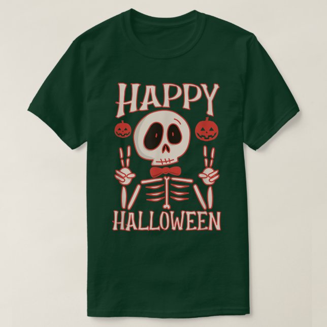 Happy Halloween Creepy Skeleton Pumpkins Party Cos T Shirt (Design framsida)