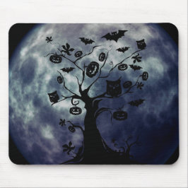 Happy halloween Creepy Uggla vid Träd Mousepad Musmatta