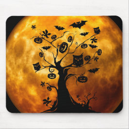 Happy halloween Creepy Uggla vid Träd Mousepad Musmatta