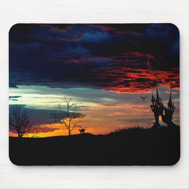Happy halloween Creepy Witch House Mousepad Musmatta (Framsidan)