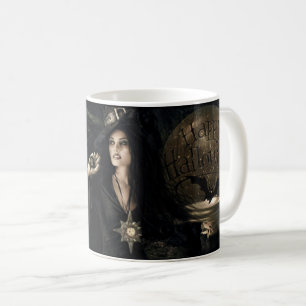 Happy halloween Creepy Witch med Fladdermöss Kaffemugg
