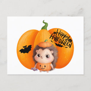 Happy halloween Cute Baby Hedgehog och Pumpkin Vykort