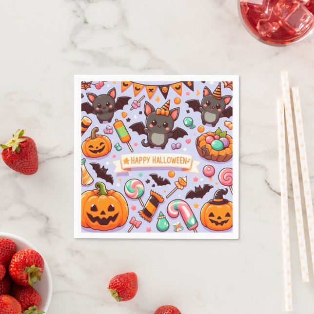 Happy halloween cute bats candy pappersservett (Insitu)