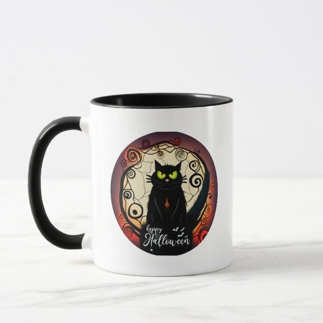 Happy halloween Cute Black Cat Halloween Mugg (Vänster)